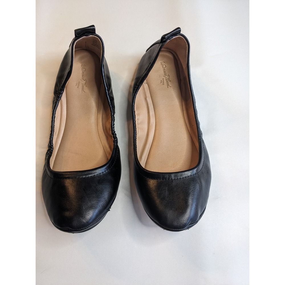 Universal Thread Black Ballet Flats Round Toe Faux Leather Shoes 8